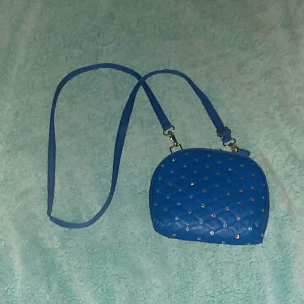 Leather blue mini purse